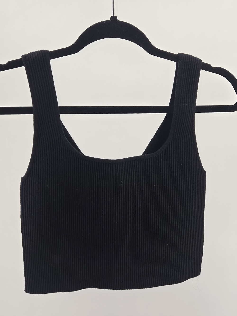 Abound Black Ribbed Square Neck Crop Tank